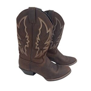 Justin Brown Leather Western Cowboy Boots Womens Size 11B  Round Toe USA OIL RES